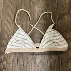 Cream / White Bikini Top / Bralette. Small. Racerback. Swimsuit Material