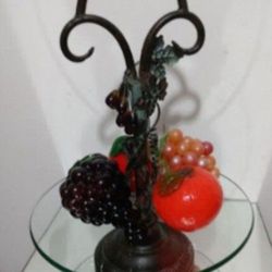 VINTAGE METAL - TEMPERED GLASS CENTERPIECE 17"