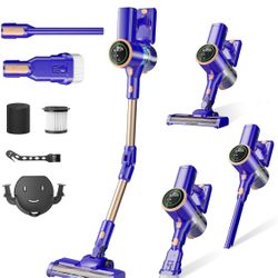 Cordless Vacuum Cleaner, 180° Bendable Wand Stick Vacuum Cleaners with LED Touch Screen, 8-in-1 Lightweight Rechargeable Vacuum with 1.5L Dust Cup for