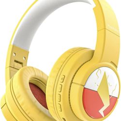 Pikachu Kids Bluetooth Wireless Headphones with Microphones Foldable Over Ear Headset