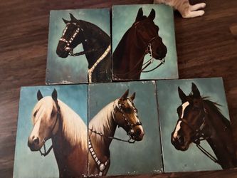 5 hand painted horse paintings from 1981