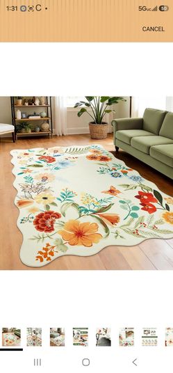 Carvapet 6x9 Area Rug Beige Floral