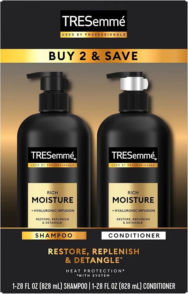 2 Pcs Box TRESemmé Rich Moisture Shampoo and Conditioner 2 Count Rich Moisture for Dry Hair Formulated With Vitamin E and Biotin 28 oz