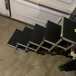 Dog Stairs for Large Dogs - 5 Step Wide 16in High 34in Foldable Dog Ramp for Car Non-Slip Surface Support up to 230lbs