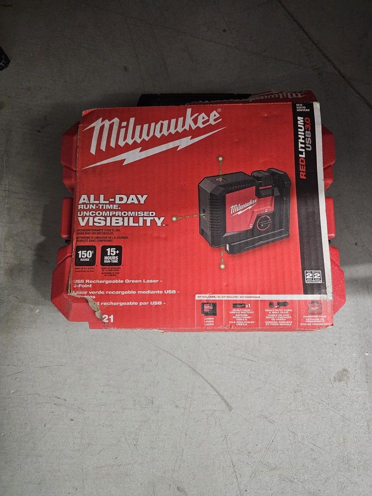 Milwaukee Laser 3 Poin New Rechargeable New 