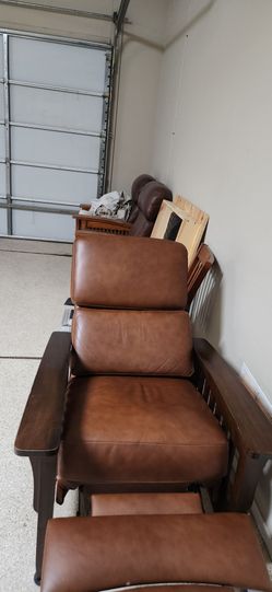 Real Wood and Leather Recliner