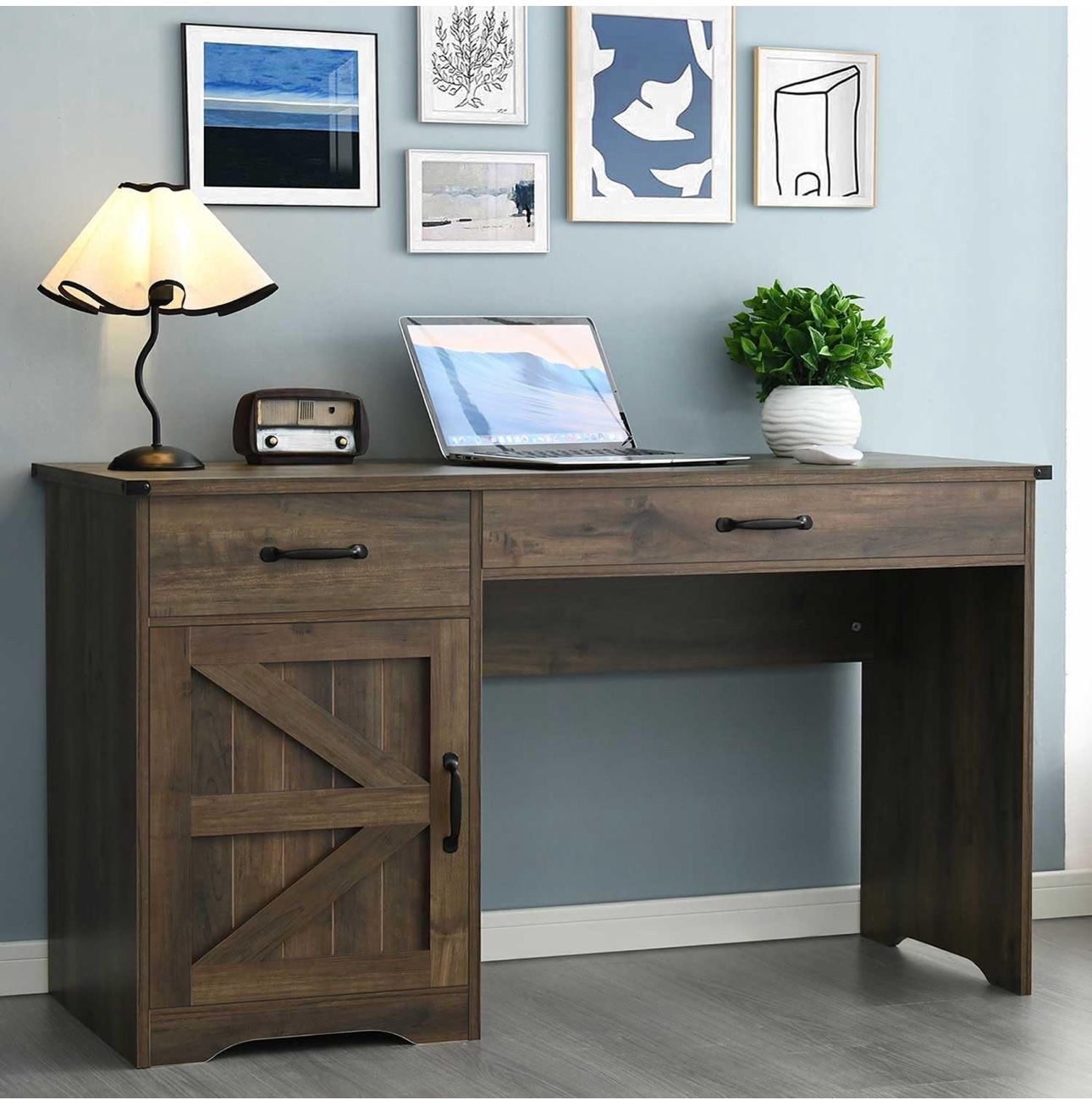 48 Inch Farmhouse Desk with 2 Drawers