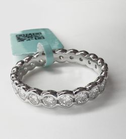 925 Sterling Silver & Moissanite Eternity Band