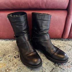 Aquatalia Leather Biker Motorcycle Boots By Marvin K 8.5