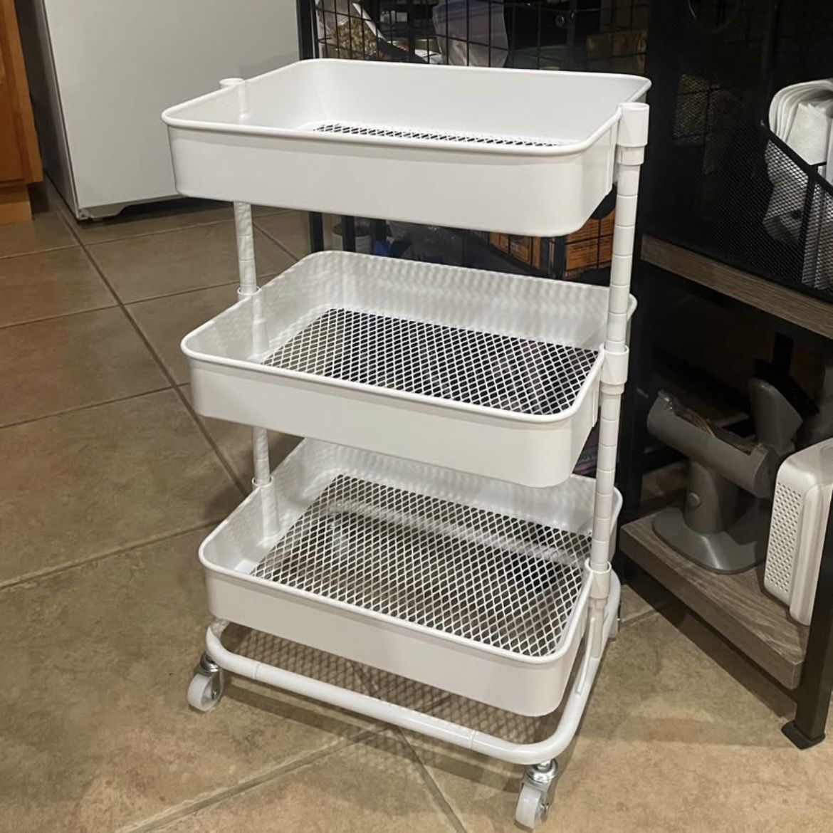 3-Tier Modern Metal Rolling Cart
