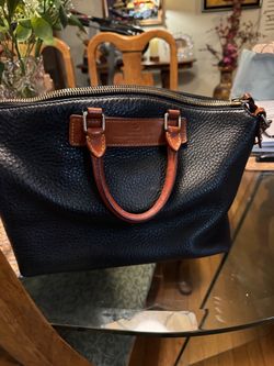 Dooney and Bourke 1975 Florentine Vachetta leather Satchel Bag in Dark Brown and black