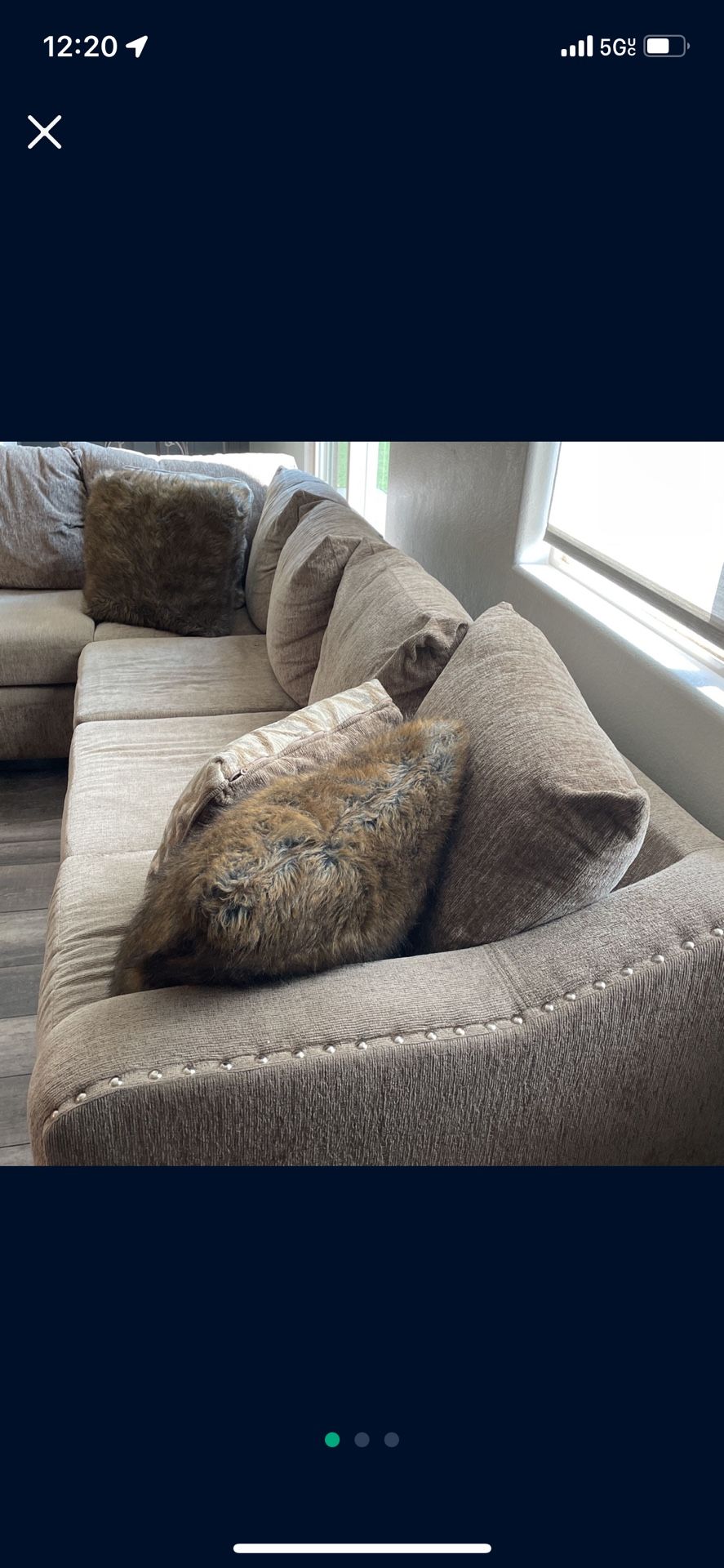 Mushroom/Brown Sectional couch