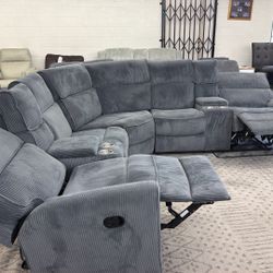 New 116x116 Corduroy Recliner Sectional Couch / Free Delivery 
