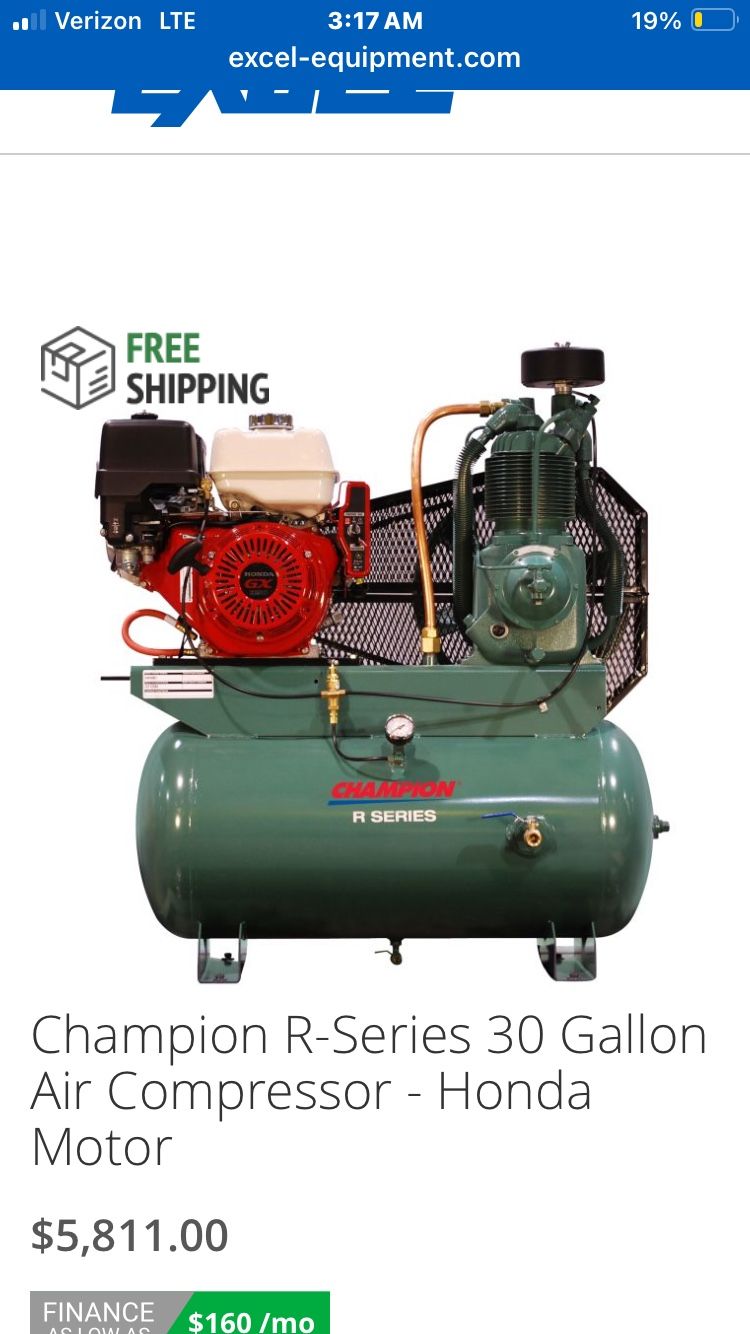 Champion R-Series 30 Gallon Air Compressor - Honda Motor