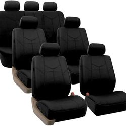 Seater Car Seat Covers Faux Leather 3 Row 7, Airbag Compatible, Split Bench, Fits Most Cars, Trucks, SUVs, and Vans