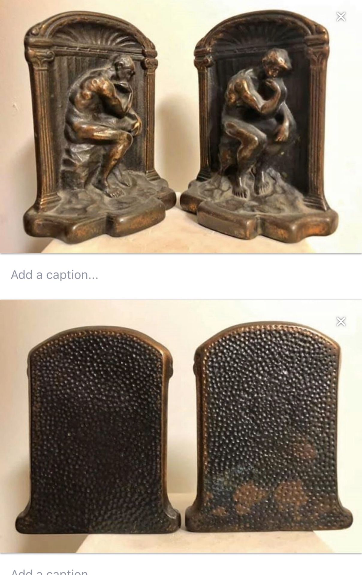 Bronze Vintage Thinking Man Bookends