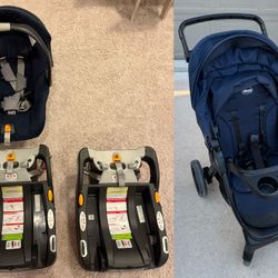 Chicco Bravo Travel System + Additional Brand New Car Seat Base