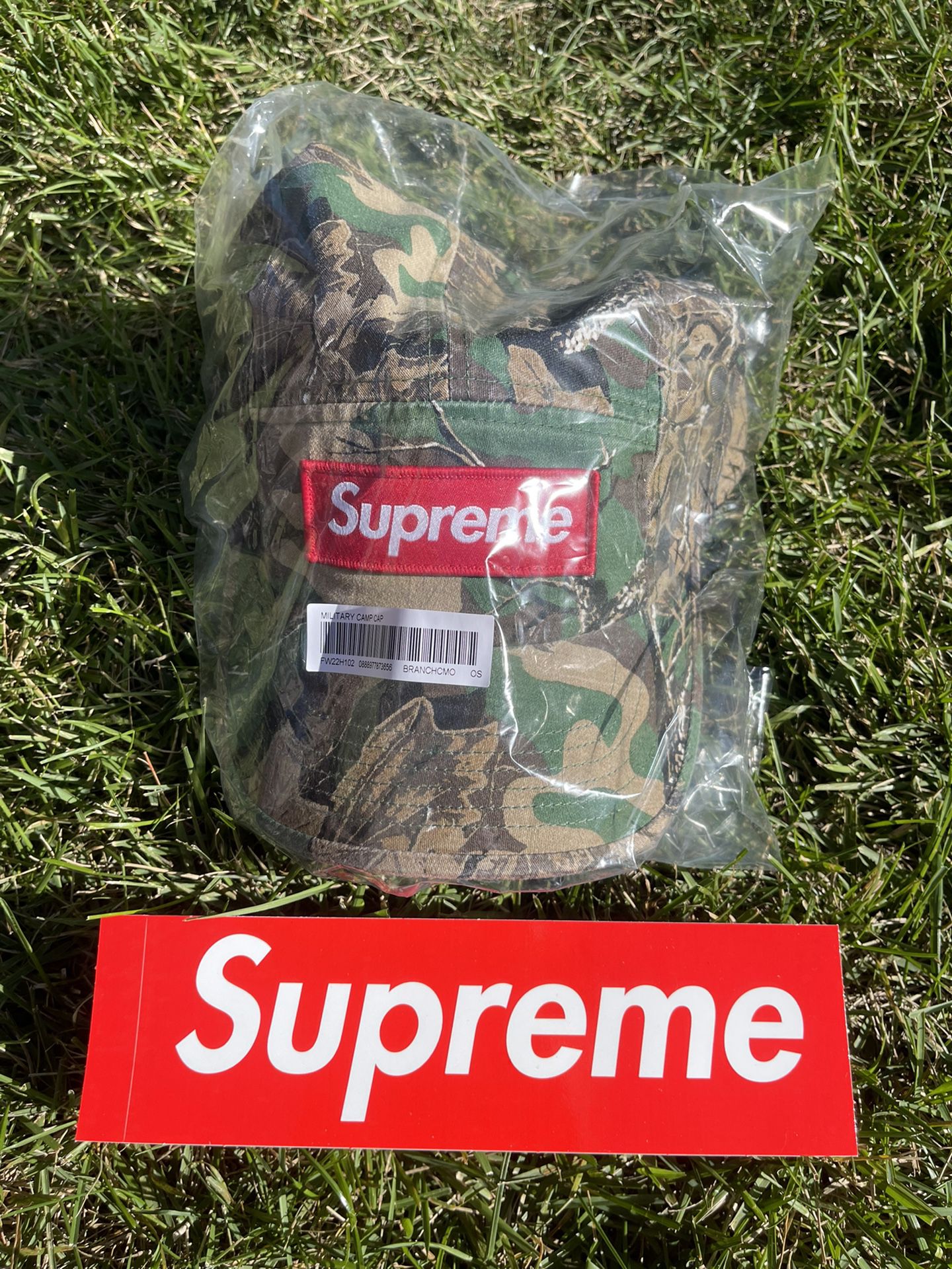 Supreme Military Camp Cap Box Logo FW22 Branch Olive Camo One Size Authentic NEW
