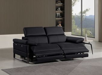 Top Grain Italian Leather Modular Power Dual Reclining Loveseat With Power Headrests