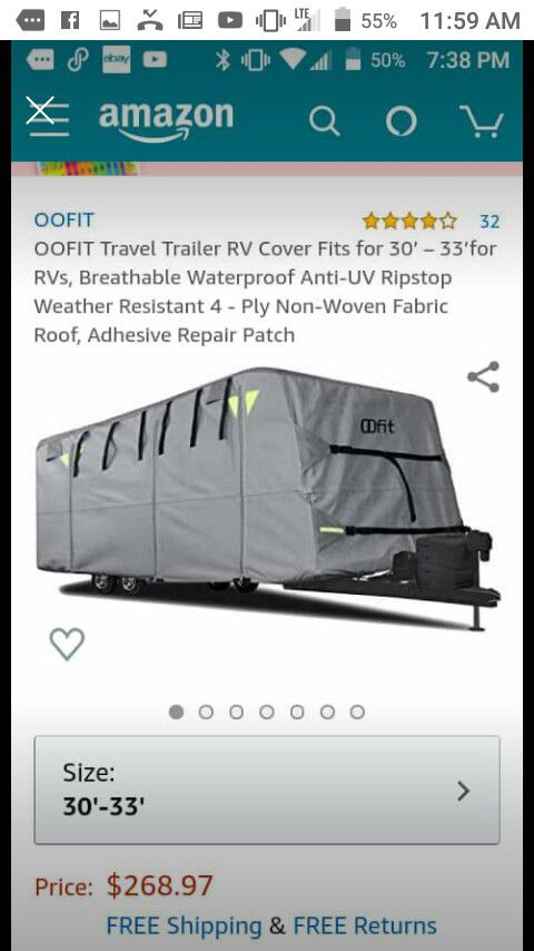 Oofit 30-33 ft deluxe travel trailer cover retails for 268 on Amazon. PLEASE READ DESCRIPTION