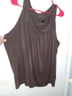 Maggie Barnes Brown Plus Size Cowl Neck Tank Top (Size 2X / 22-24W)