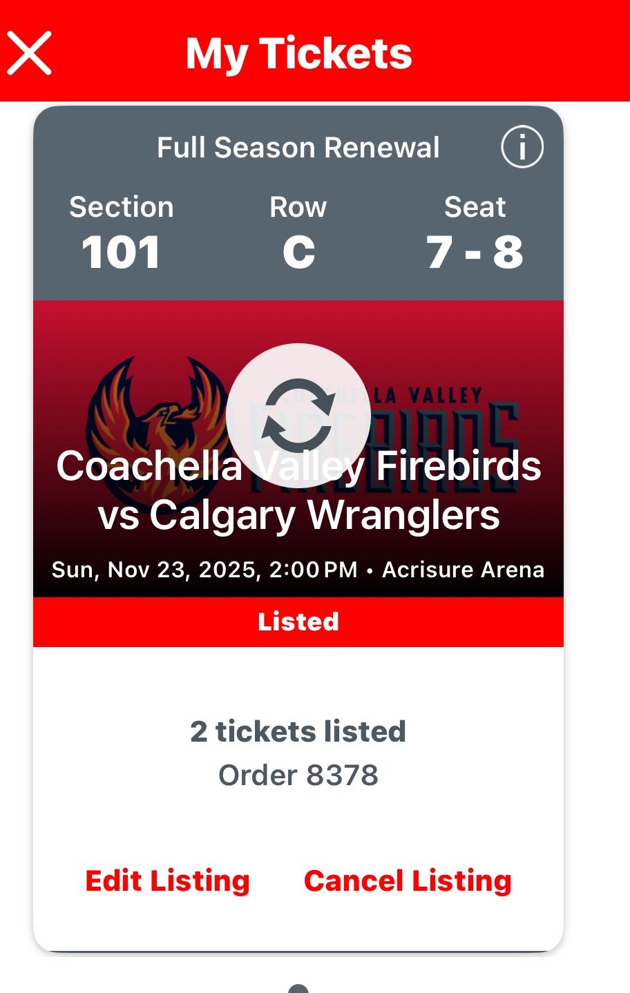 Firebird Tickets Sunday, November 23, 2025
