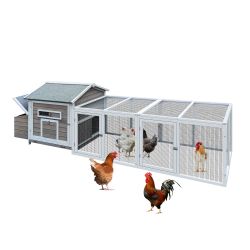118＂Wooden Chicken Coop Outdoor Hen House Poultry Cage with Free-range Doors, Nesting Box,Leakproof Pull-on Tray
