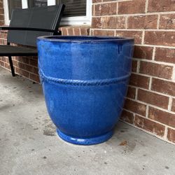 3 Large Blue Flower Pots