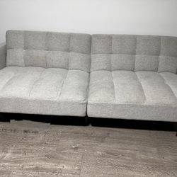 Modern Sleeper Sofa – Light Grey, Folds Flat for Guests