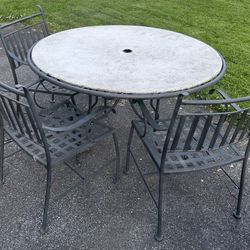 Patio Stone Table With 4 Chairs