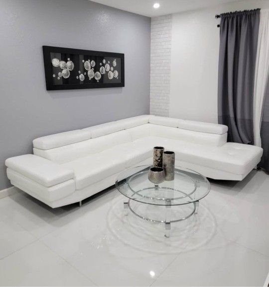 White Sectional Sofa Modern Leather Modern NEW