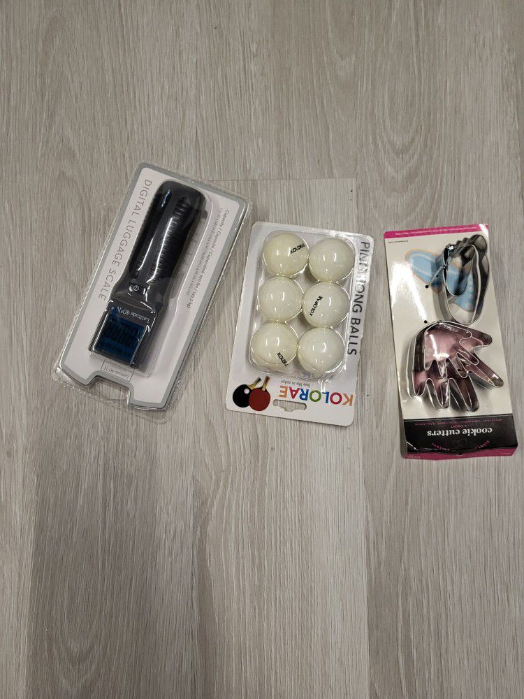 Luggage Scale, Cookie Cutters, Ping Pong Balls