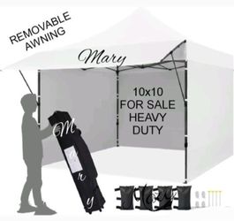 10x10 Pop Up Canopy Tent Heavy Duty with Sidewalls, Outdoor Commercial Canopy with Awning