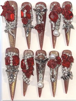 Luxury XX-Long Press On Nails size Medium 