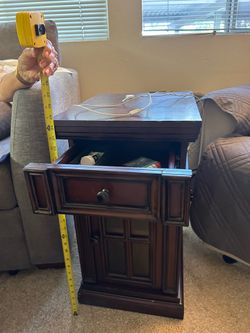 Wooden End Table with Built-in Power Station