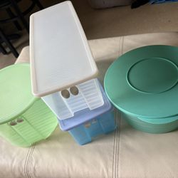 Tupperware Food Storage Containers Set - Green Teal Blue