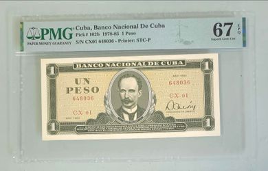 1 peso 1982 remplazo cuba pmg 67