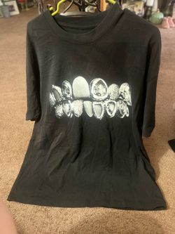 Black Graphic T-Shirt with Grillz Print