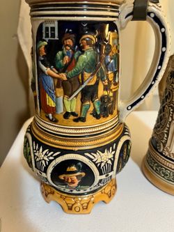 Vintage German Musical Beer Stein – Working Music Box – No Lid