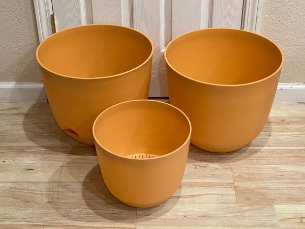 New Set 16” & 12” Self Watering Planter Flower Pot Terracotta Orange