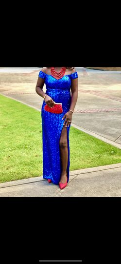 B. Darlin Royal Blue sequin gown.