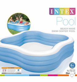 Intex Swim Center Family Inflatable Pool, 90" X 90" X 22", for Ages 6+