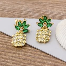 Gold Plated Pineapple Earrings