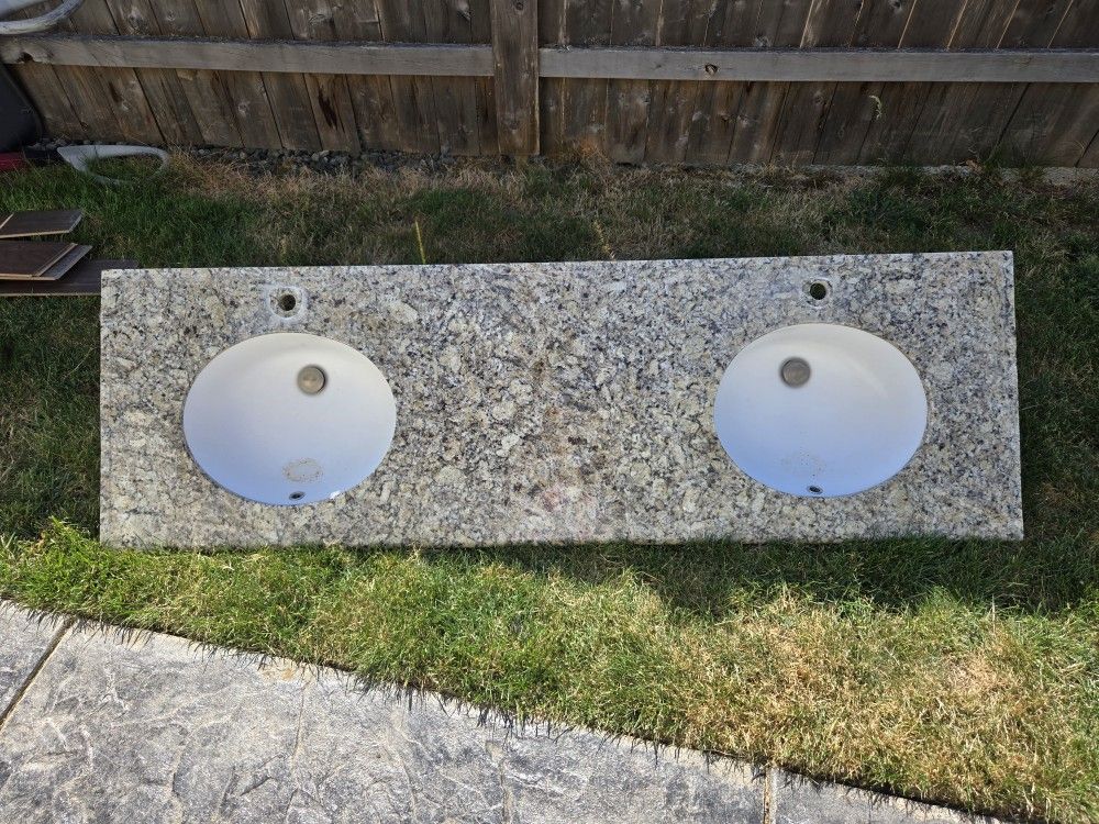 Free Granite Top 71inch Double Sink