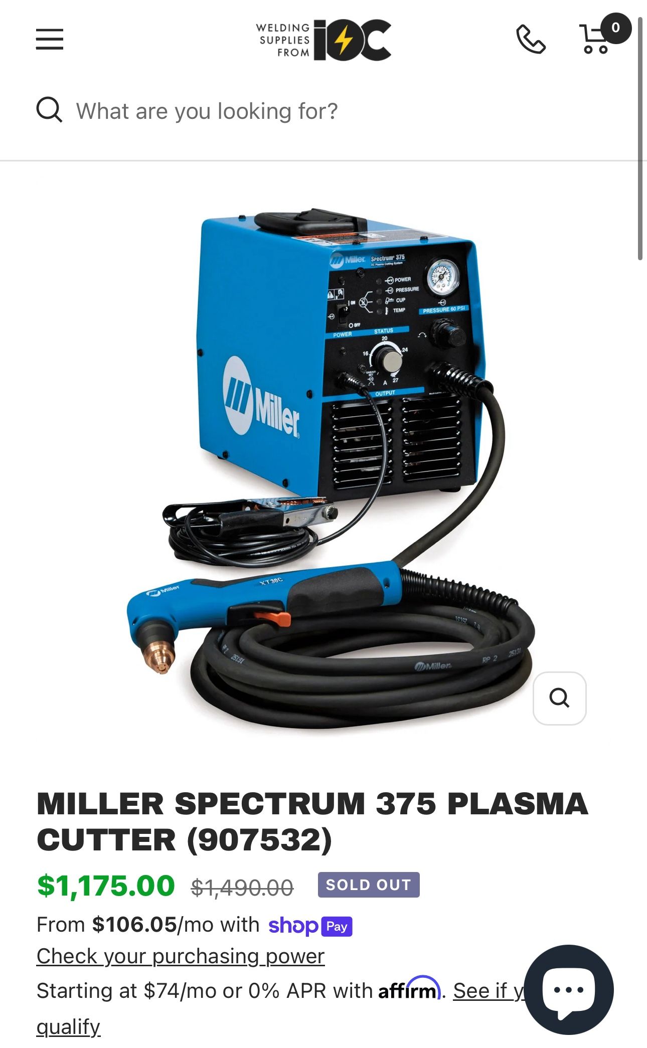 Miller 375 Spectrum Plasma Cutter