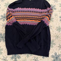 GAP Sweater Womens Small Fair Isle Nordic Blue Sweater 
