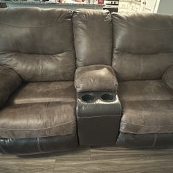 Follett Manual Reclining Loveseat With Console