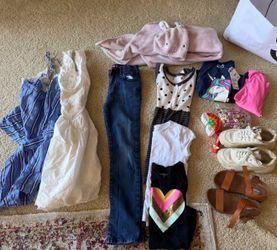 HUGE Girls Clothing Lot Size 7/8 8 10 + New Balance Shoes Accessories Stitch Sheet Set Bundle