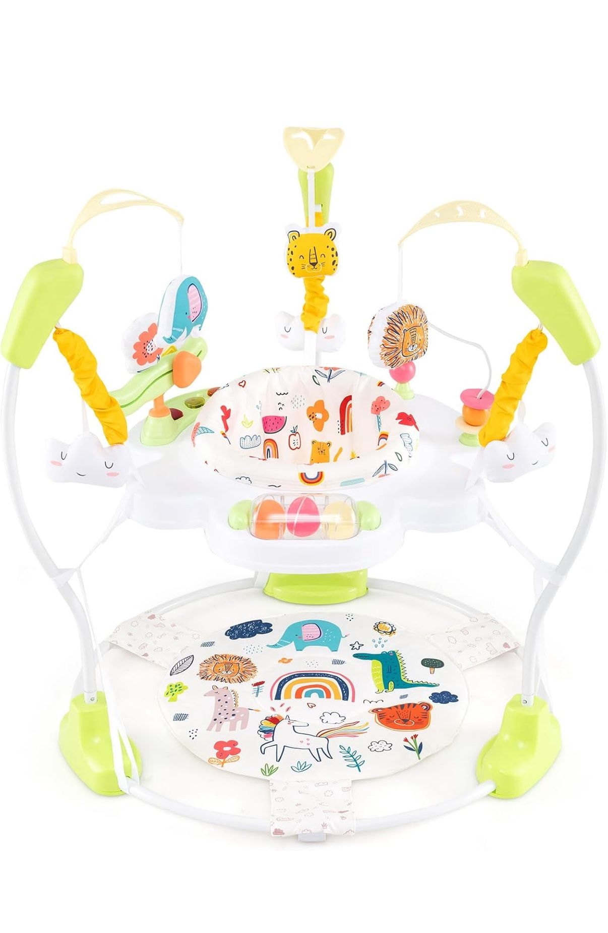 BABY JOY Baby Jumpers and Bouncers, Infant Activity Center with Music Lights Sounds, 360° Rotating Seat and 3 Adjustable Heights, Baby Play and Learni