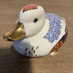 Vintage Hand-Painted Porcelain Duck Figurine / Paperweight (Made in Japan)
